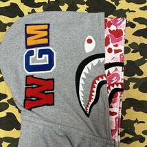 abc pink camo double shark hoodie BAPE エイプ A BATHING APE ダブル シャークパーカー 迷彩 カモ ピンク_画像4