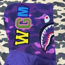 purple WGM shark hoodie シャークパーカー エイプ bape A BATHING APE camo 紫_画像5