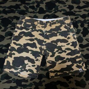 1st camo yellow cargo shorts pants エイプ BAPE A BATHING APE カーゴパンツ ショーツ ハーフパンツ ショートパンツ 迷彩 カモ イエロー