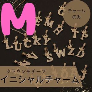 ネックレスチャーム ヘッド クラウン ゴールド イニシャル 推し活 アクセサリー M