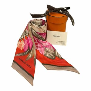 HERMES エルメス ツイリー DANSE PACIFIQUE ダンスパシフィック オレンジ系 レディース ファッション小物 シルク 【中古】