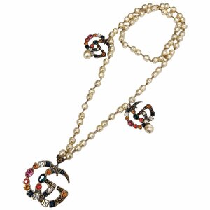 GUCCI グッチ GG モチーフ フェイクパール ネックレス ビジュー 【中古】