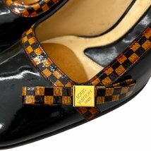 LOUIS VUITTON ルイ ヴィトン ダミエ エナメル パンプス スクエアトゥ レディース ブラック【中古】_画像7