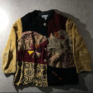 【再構築】”中華”パッチワークノーカラージャケット 激レア ユニセックス モード