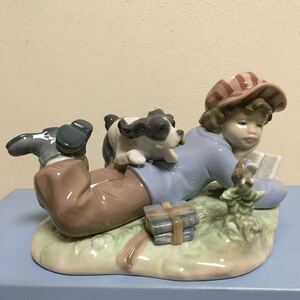 LLADRO 1000円スタート　 #5451 旅をする少年　子犬　鳥　男の子　箱付き　