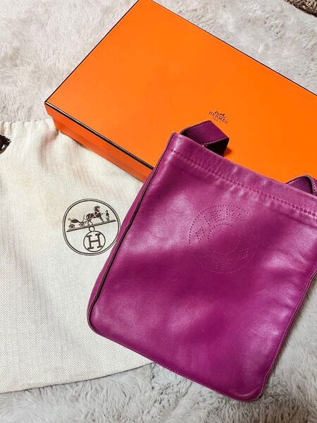 HERMES クールドセル ラムスキンショルダー ローズピンク