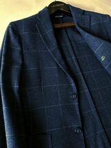 【極美品】イタリー製 SARTORIA FESTA / サルトリアフェスタ ウール フランネル ウインドペン テーラードジャケット46 8万円位 ナポリ_画像3