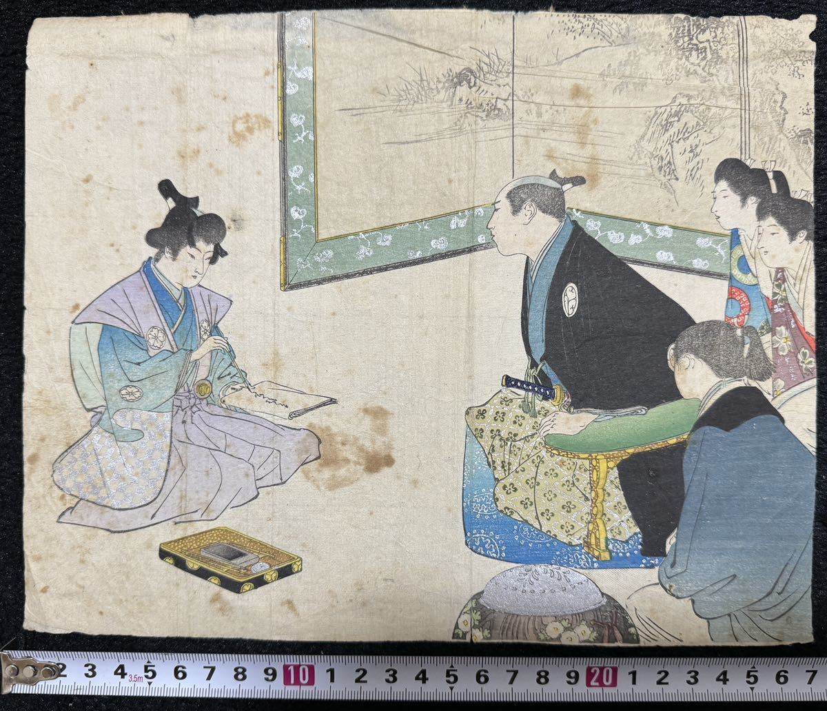 Meiji-Zeit/Authentisches Frontispiz-Kriegerbild, echter Ukiyo-e-Holzschnitt, Nishiki-e-Mittelformat, Malerei, Ukiyo-e, drucken, Kriegerbild