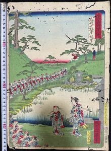 Art hand Auction Meiji period/genuine work by Shosai Ikkei Forty-eight famous views of Tokyo, Mukojima Sankotei Garden genuine ukiyo-e woodblock print, famous view picture, nishiki-e, large size, backed, Painting, Ukiyo-e, Prints, Paintings of famous places