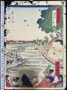 明治期/真作 昇斎一景 「東京名所四十八景 浅草酉の市」本物浮世絵木版画 名所絵 錦絵 大判 裏打ち