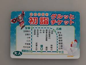 【使用済カード】 初詣グルッとチケット　2005年　一日間乗車券　阪急電鉄　阪急電車