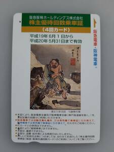 【使用済カード】 回数乗車証　阪急電車・阪神電車　4回　濯足万里流図　与謝蕪村　使用済みで残高なし　コレクション用