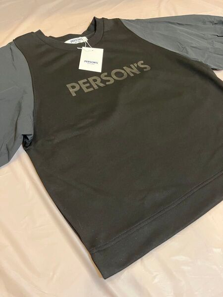 PERSON'S パーソンズ 長袖トレーナー ブラック 黒 未使用 タグ付き Sサイズ リブ綿素材