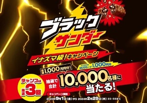 ブラックサンダー　クオカード1000円分10000名　総額1000万円イナズマ級！キャンペーン　レシート応募