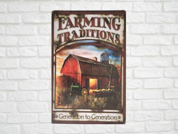 ブリキ看板 Farming Traditions 188 メタルプレート インテリア アメリカン雑貨 レトロ風 世田谷ベース ビンテージ風 おしゃれ