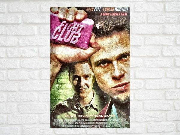 ブリキ看板 Fight Club ファイトクラブ ブラッド・ピット189 映画 ハリウッド 名作 メタルプレート アメリカン雑貨 インテリアビンテージ風