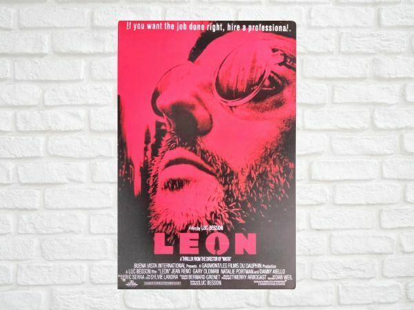 ブリキ看板 LEON レオン 201 映画 ハリウッド 名作 メタルプレート アメリカン雑貨 インテリア レトロ ビンテージ風 