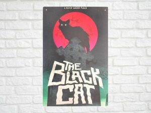 ブリキ看板 黒猫 Black Cat 207 メタルプレート カフェ アメリカン雑貨 インテリア雑貨 レトロ ビンテージ風 北欧風 おしゃれ かわいい