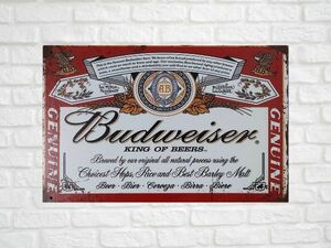 ブリキ看板 バドワイザー Budweiser 97 メタルプレート カフェ キッチン アメリカン雑貨 インテリア雑貨 レトロ ビンテージ