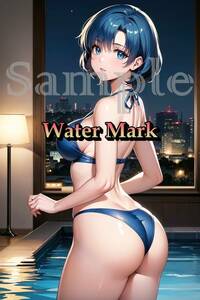 ★セーラーマーキュリー：水野亜美 【SSR1DT15】★美少女戦士セーラームーン A4ポスター イラスト 特殊印刷 同人 オリジナル 水着美女 sexy