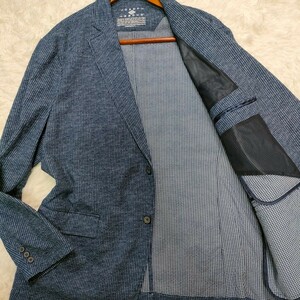 【超希少サイズ3XL】JOSEPH ABBOUD テーラードジャケット ジョセフアブード シアサッカー メンズ アンコン ロゴボタン ネイビー白 春夏