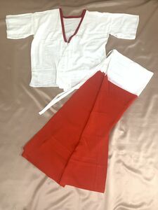 保管品　和装用インナー　肌襦袢と裾除けのセット　赤色　綿/キュプラ　Ｍサイズ　さんび/日本製　　