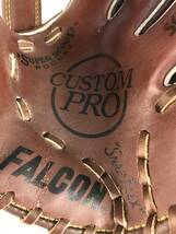 A9895●CUSTOM PRO カスタムプロ FALCOM ファルコン Shock Absorbing グローブ 野球 右利き用 FG-600 直径約25㎝ 中古_画像4