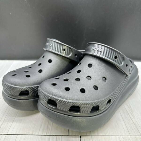 【美品】crocs クロックス 23 サンダル 厚底 W7 ブラック①