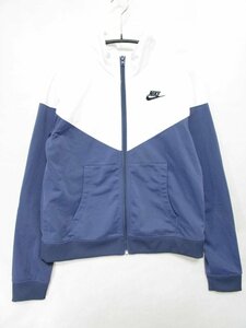 【送料込】 NIKE ナイキ ジャケット ホワイト×パープル バイカラー ロゴ刺しゅう スタンドカラー スタンドカラー sizeＳ スポーツ/957183