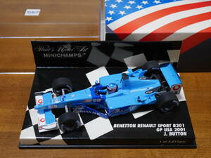 即決 1/43 ミニチャンプス ベネトン ルノー B201 J.バトン アメリカGP 2001 LE2.811pcs