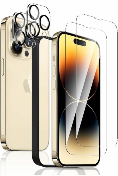 iPhone 14 Pro Max 用 ガラスフィルム　カメラフィルム　ガイド枠 強化ガラス