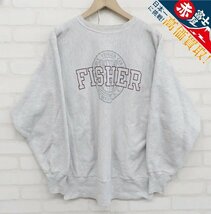 7T9348/チャンピオン FISHER カレッジ リバースウィーブスウェット 刺繍タグ 袖目付 USA製 Champion ビンテージ_画像1