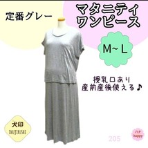 【205】犬印本舗 涼感 マタニティワンピース グレー 春夏 授乳 M L_画像1