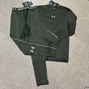 新品未使用 UNDER ARMOUR コンプレッション 上下 ゴールドギア アンダーアーマー ノベルティロングスリーブシャツ サイズLG カラーATGの画像1