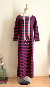  free shipping! Le Minor Le minor square neck red navy blue border long dress / France /Spick and Span/ bus k shirt / marine / St. James /IENA