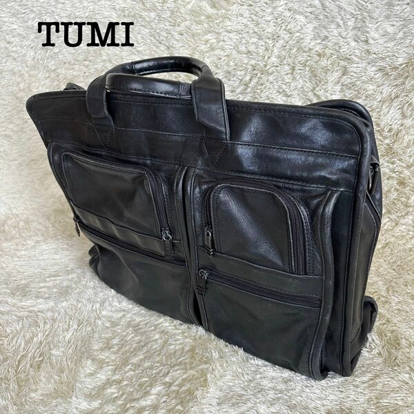 【美品】TUMI 2way オールレザー スリム セーフポート ブリーフケース トゥミ 黒 ブラック ビジネスバッグ