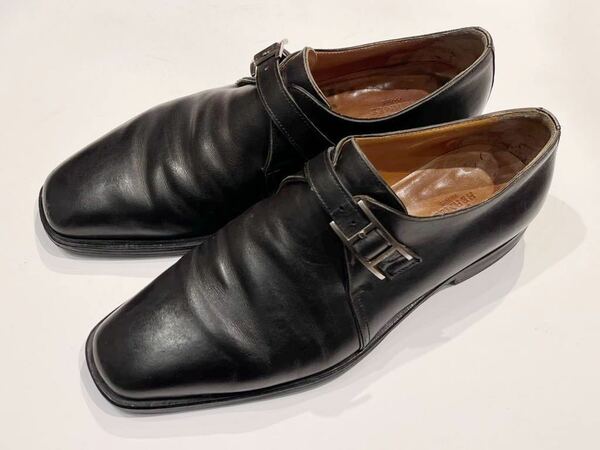 エルメス　HERMES ブラック 黒 ビジネスシューズ 40 モンクストラップ　25cm ビジネスシューズ　革靴　バックル　コンスタンス