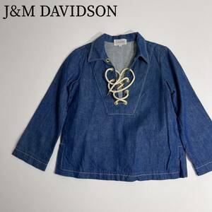 J&M DAVIDSON ジェイアンドエムダビッドソン デニムブラウス　デニムシャツ カットソー　トップス　レースアップ レディース