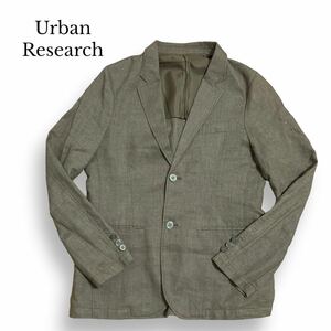 美品 Urban Research アーバンリサーチ ジャケット 薄手 グリーン M オフィス 通勤 セミフォーマル テーラード 麻 リネン綿 コットン