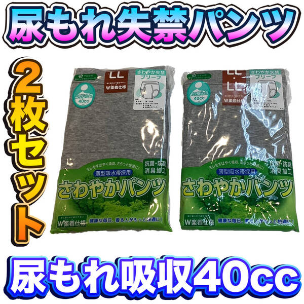 尿漏れパンツ 2枚セット ki008LLP さわやかパンツ 安心の40cc 失禁パンツ ブリーフタイプ LLサイズ 新品 送料込み