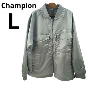 Champion チャンピオン サテンジップジャケット L チャコールグレー