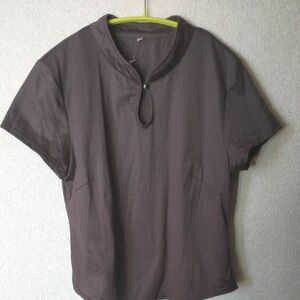 ニッセン トップス フレンチ袖 半袖 チャコールグレー L～LL 洗濯可 ピン付き 未着用品