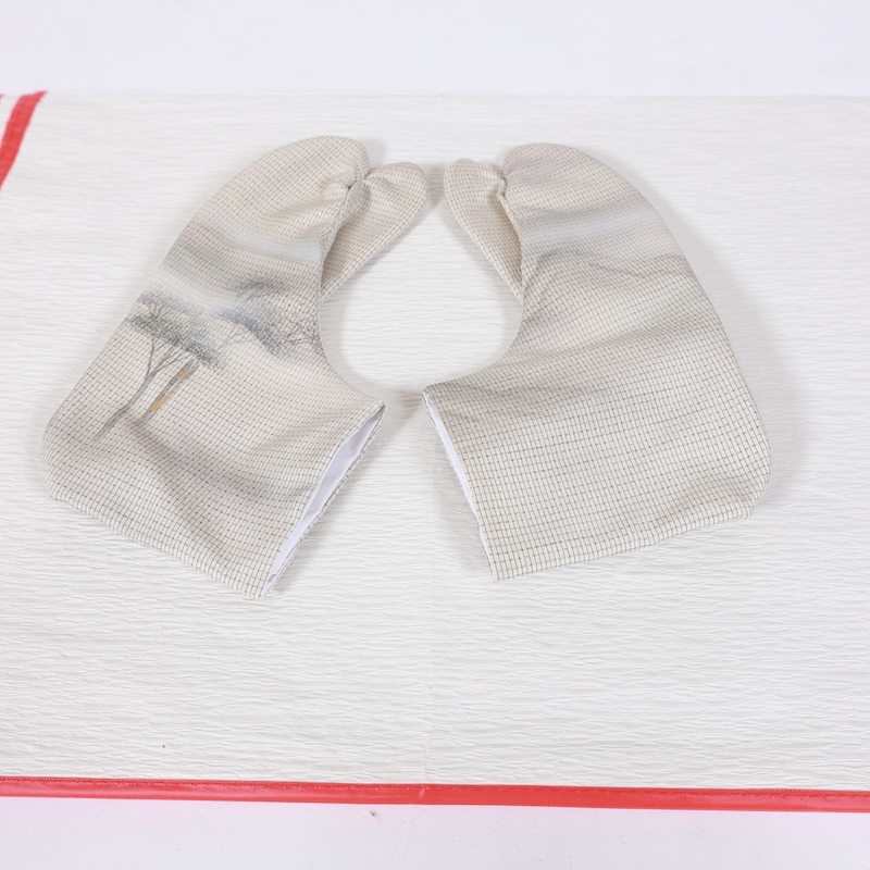 图案分趾袜, 新的, 大岛紬, 絣, 手绘, 由一位艺术家, 23.5厘米, A3, 女士和服, 和服, 日本服饰配件, 半领