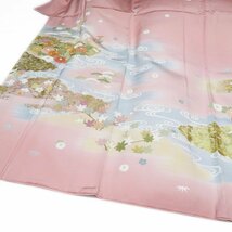 訪問着 着物 中古 正絹 袷 フォーマル 金駒刺繍 流水に花模様 一重梅色 多色 金 身丈158cm 裄63.5cm M きもの北條 A977-8_画像7