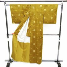 【FINAL PRICE】 久米島紬 着物 中古 正絹 袷 カジュアル 絣模様 桑茶色 身丈159cm 裄64.5cm M きもの北條 A862-8_画像3