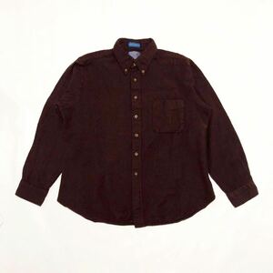 Vintage/70's/PENDLETON/Check Wool Flannel Shirt/Made in USA/100%Virgin Wool/XL/Burgundy/ペンドルトン/長袖ウールネルシャツ/米国製