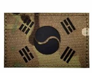 レア　韓国軍特殊部隊　迷彩戦闘服用国旗ワッペン マジックテープ式