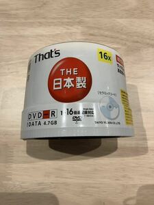 新品未開封　太陽誘電 That's データ用 DVD-R 16倍速 4.7GB 50枚入 記録用DVDメディア DR-47WTY50BN 