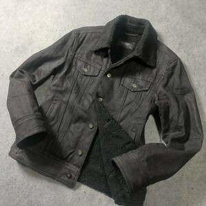 新品同様 L バーバリーブラックレーベル ボアジャケット ブラック デニム ジージャン G ブルゾン アウター BURBERRYBLACKLABEL