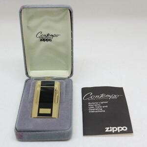 火花OK/ジッポー/ZIPPO/コンテンポ/CONTEMPO/ガスライター/ゴールド×ブラック